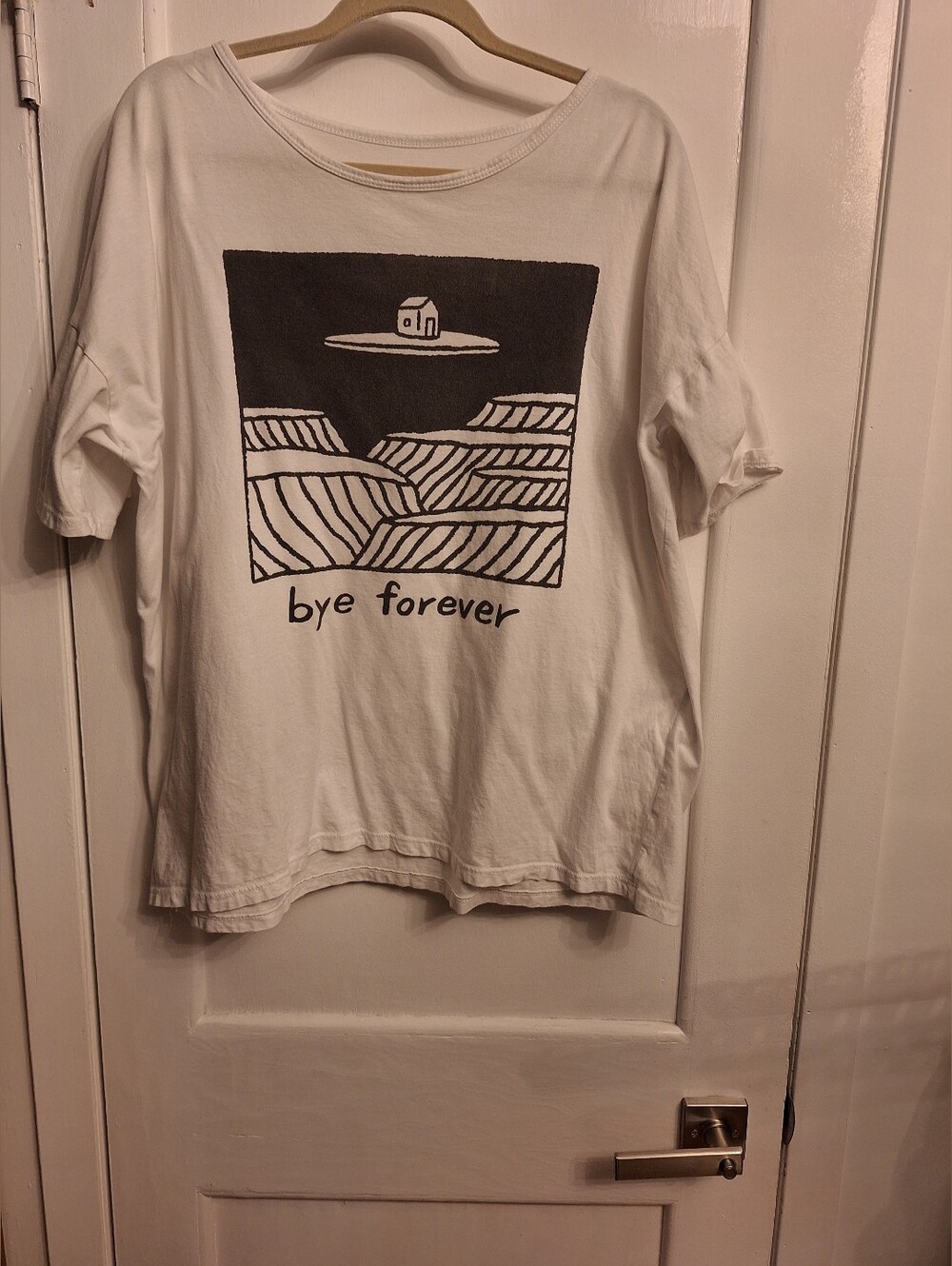 White Graphic Tee with 'bye forever' Print